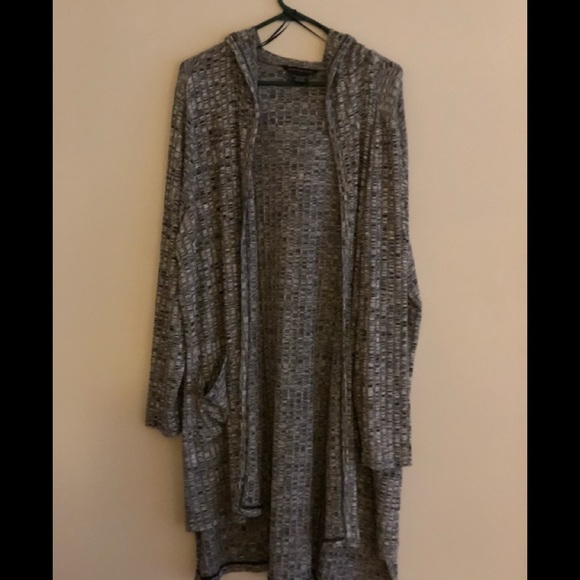 Grey Toned light fabric hooded cover up - Picture 1 of 1